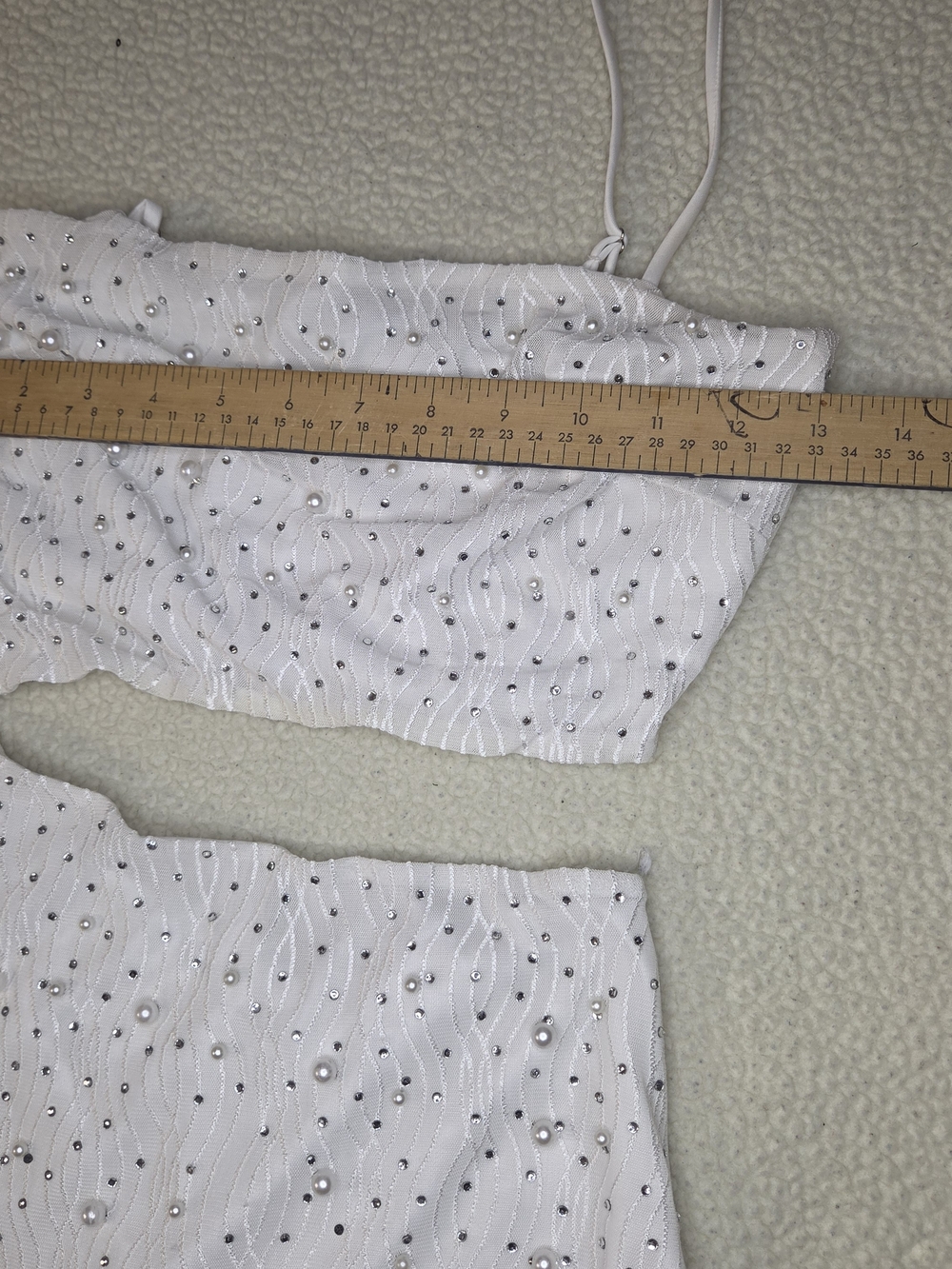 White Embellished Cutout Bodycon Dress With Beads By Windsor Size S Small - Picture 4 of 7